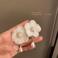 ✨BELLA✨925 Silver Needle Flowers Korean Sweet Pearl Earearrings Light luxury exaggerated elegant personality earrings