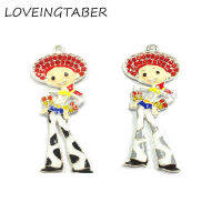 ( Choose Color First ) 55mm*25mm 10pcslot Toy Cowgirl Zinc Alloy Rhinestone Pendants For Necklace