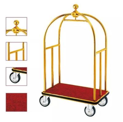 รถเข็นกระเป๋าโรงแรม bellman cart gold รถเข็นกระเป๋าHotel Bellman Cart Concierge Birdcage Metal Luggage Trolley โรงแรม รถเข็น