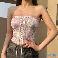 WittygirlsShop เสื้อลําลองแฟชั่นสําหรับสตรีแขนกุดพิมพ์ลาย