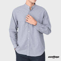 GALLOP : OXFORD CASUAL MANDARIN COLLAR SHIRT เสื้อเชิ๊ตคอจีนแขนยาว รุ่น GW9024 สี Neutral Grey เทาดำ