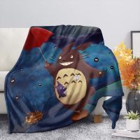 CLOOCL Anime Totoro Flannel Blanket Japan Anime Cartoon Mamga Print Plush Quilt For Beds Sofa Beddings Nap Knee Keep Warm