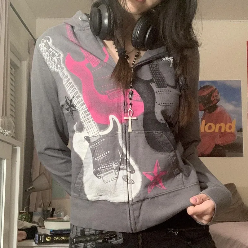 guitar zip up hoodies