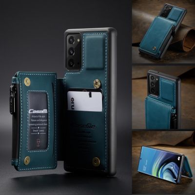 ~ เคส Galaxy Note20+Note20Ultra⭐สอง กระดุม กระเป๋าสตางค์ วงเล็บ หนังแท้ พลิกซองโทรศัพท์⭐Note10+Note9⭐Caseme Double Clasp Leather Case⭐Samsung Note10Pro Note10Plus