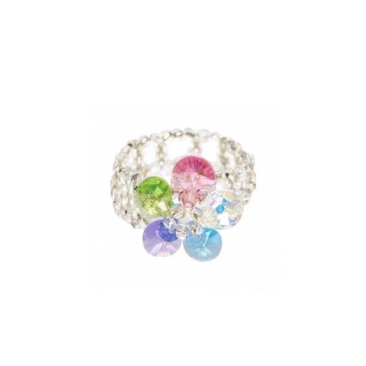 ydsd-แหวนดอกไม้ตุ้งติ้งผู้หญิงเครื่องประดับแหวนวินเทจเกาหลี-y2k-มีสีสันแหวนลูกปัด
