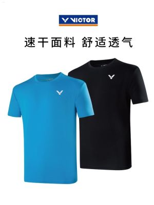 Victor Victory เสื้อยืดแขนลำลองขาสั้นสำหรับผู้ชายและผู้หญิง,เสื้อกีฬาถักเสื้อคอกลมวัฒนธรรมแห้งเร็วระบายอากาศชุดกีฬาแบดมินตัน