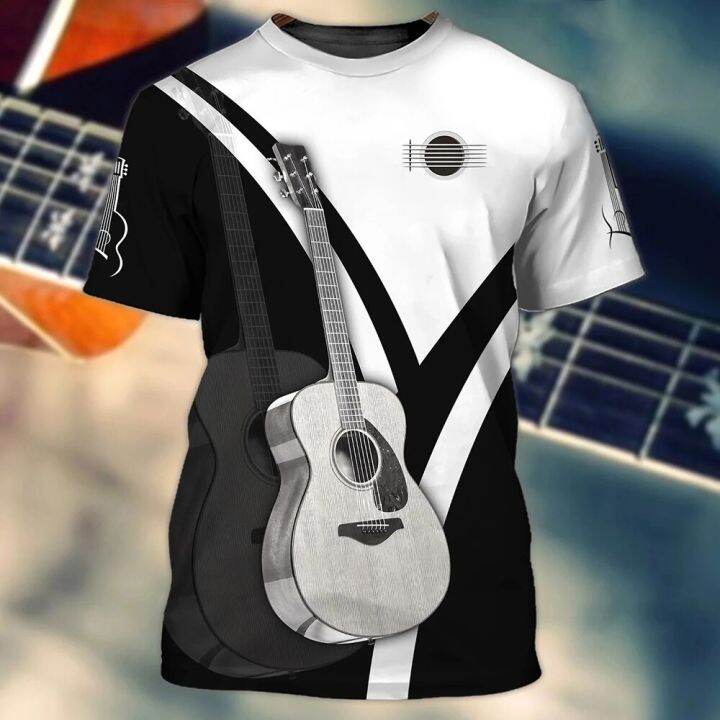 2023-casual-short-sleeve-t-shirt-loose-guitar-print-mens-summer-street-clothing-unisex