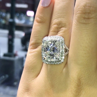Flash diamond square Princess ring female European and American fashion engagement proposal diamond ring ring