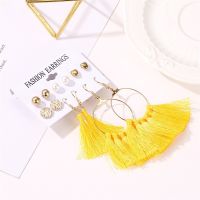 [COD] European and cross-border new set earrings bohemian style six-piece pearl love tassel women