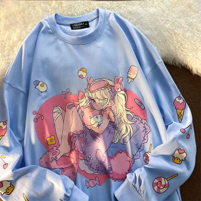 Kawaii Anime Girls Sweatshirt Graphic Womens Winter Tops 2021 New Fashion Teens Clothes Oversized Streetwear Harajuku Pullovers