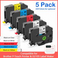 5Pack Tz Tape 6/9/12mm Tze-231 Waterproof Tze Label Tape Compatible for Brother P touch Printer D210S Label Maker Printer