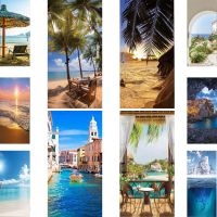 Leisure Moment Door Sticker Sea Scenery Vinyl PVC Waterproof Self-Adhesive Poster Home Decor Bedroom Apartment Door Sticker