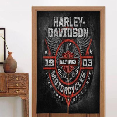 Harley Davidson แผงม่านประตู,ม่านประตู34x56in ประตูด้านข้างหุ้มฉนวนความร้อนเป็นลมเพื่อความเป็นส่วนตัวสำหรับหน้าต่าง/ห้องนั่งเล่น/ประตู