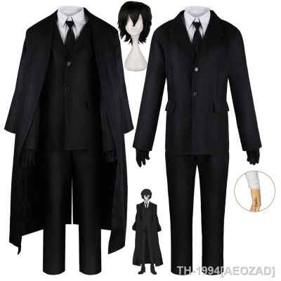 AEOZAD อะนิเมะ Bungo Stray Dogs คอสเพลย์ Traje para homens Dazai Osamu casaco preto peruca blusão trajes de Halloween