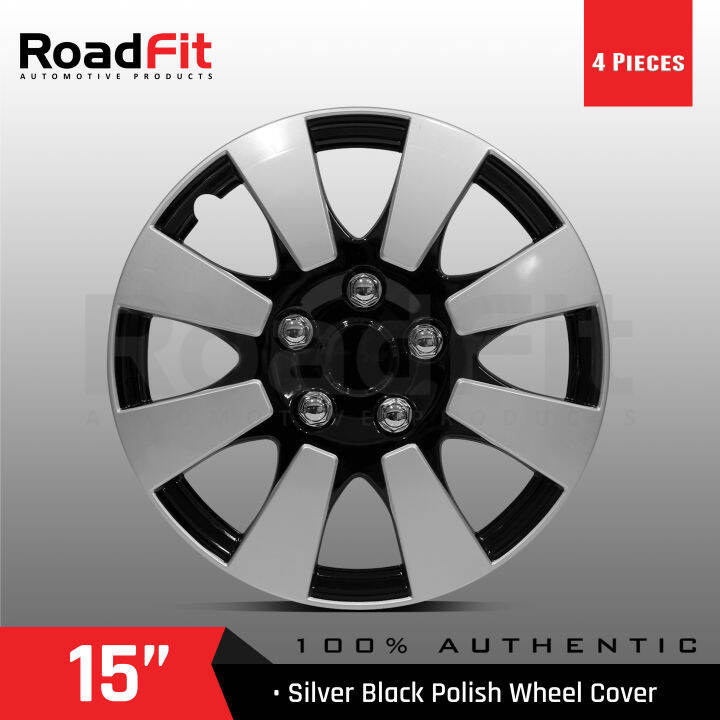 ABS Wheel Rim Cover, 15 Inches, Silver Black Polish Wheel Cover