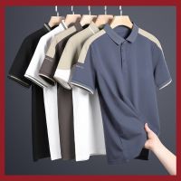 Summer the new trend of mens Polo unlined upper garment stitching hit short sleeve T-shirt color embroidery lapel middle-aged business clothes --ntx230801卍❃