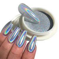 ผงเล็บโฮโลแกรม Chrome เลเซอร์กระจกวิเศษ Glitter ถูฝุ่นเกล็ดคุณภาพสูง Shinning Manicure ตกแต่ง Pigment FT2-Gamekj