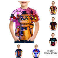 เสื้อยืดพิมพ์ลายการ์ตูน Freddy 3D ของเด็กผู้ชาย,เสื้อแขนสั้นคอกลมแนวตลกมีสไตล์