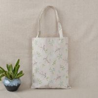 Women Reusable Shopping Bag Eco Handbag Beach Bag Big Capacity Casual Linen Cotton Canvas Shoulder Bag Flower Print Tote Bags