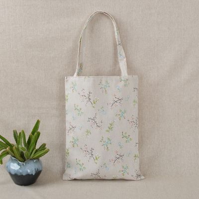 Women Reusable Shopping Bag Eco Handbag Beach Bag Big Capacity Casual Linen Cotton Canvas Shoulder Bag Flower Print Tote Bags