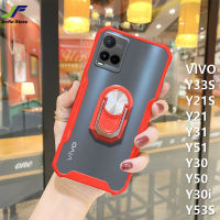 JieFie สำหรับ VIVO Y33S / Y21S / Y21A / Y21T / Y21 / Y31 / Y51 / Y30 / Y50 / Y30i / Y33T / Y53S โปร่งใสเคสโทรศัพท์แฟชั่นสีทึบกันกระแทกกรอบโทรศัพท์แม่เหล็กรถพับ