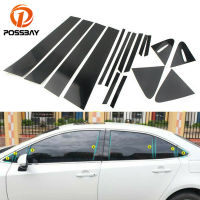 16Pcs รถสีดำเสาโพสต์ประตูหน้าต่าง Trim Decal สติกเกอร์สำหรับ Toyota Corolla 2019 2020 2021 2022อุปกรณ์เสริมภายนอก