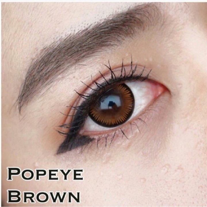 ขายดีที่1-มีค่าสายตา-lovelylens-popeye-gray-brown-บิ๊กอาย-สุดปัง-คอนแทคเลนส์-รายเดือน-มีอย-แถมตลับฟรี-เลนส์นิ่ม