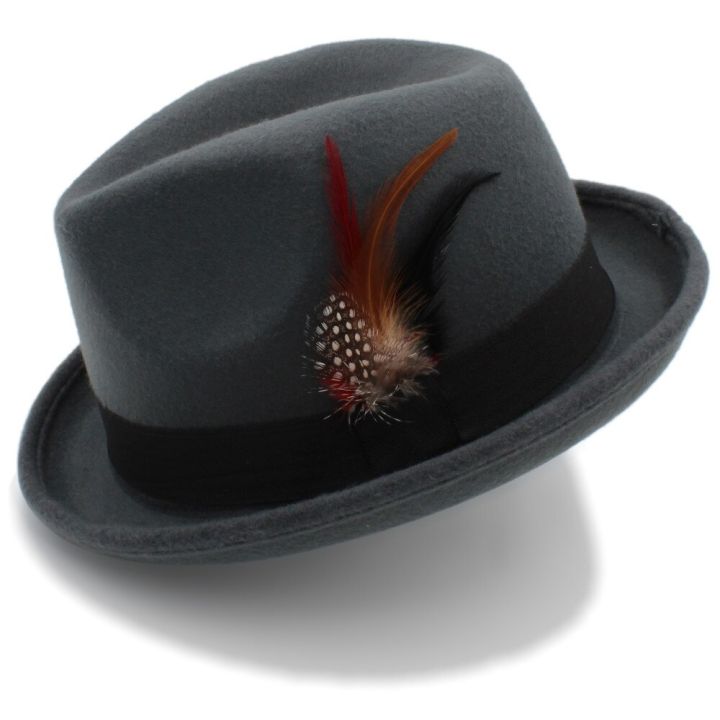 fedora-หมวกขนสัตว์สักหลาดสําหรับฤดูใบไม้ร่วงฤดูหนาวผู้ชาย