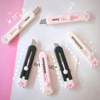 【ราคาต่ำสุด】Mini Pocket Cat Paw Art Utility Knife Express Box Knife Paper Cutter Craft