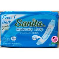 Sanita Maternity Loop แซนนิต้าผ้าอนามัยแบบห่วง 35 cm แผ่นยาวพิเศษ มี10 ชิ้น(ฟรีสายคาด)