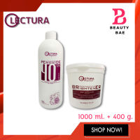 (แบบชุด) LECTURA ผงฟอก ฟอกผม ทำสีผม แฮร์ ไบรทเทนเนอร์+ไฮโดรเจน 1000 ml. + 400 g.