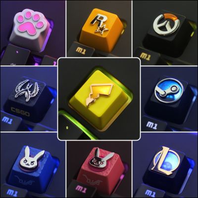 【Keycap ปุ่มกดคีย์บอร์ด โลหะผสม ลายเกม LOL DVA OW EVA Pikachu Superheroes Spider-Man Iron Man เหมาะกับของขวัญ