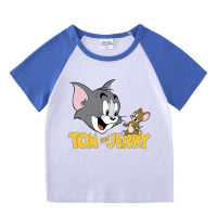 Tom Jerry ชายเสื้อแขนสั้นสำหรับเด็กหญิงเสื้อยืดฤดูร้อน2021ชายหญิง Raglan Bottoming เสื้อครึ่งแขนเสื้อผ้าเด็กฤดูร้อนสบายๆเสื้อแฟชั่น Tees