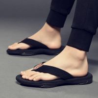 Shock-absorbing flip-flops mens anti-slip and anti-odor mens slippers mens summer 47 large size outer wear thick sole black Guangdong 【JYUE】