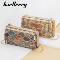 Baellerry กระเป๋าสตางค์สตรี New Lady Phone Bag Zipper Handbag Purse Long Wristlet Wallets Clutch Messenger Wood Shoulder Straps Bag