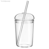 ❒ ivhefd Grande capacidade clara Tumbler copo de vidro Sippy caneca café gelado leite palha