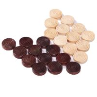 24Pcs/set Wooden Round Checkers Backgammon Accessories Large Pieces Chess Game Props Two Colors Each 12pcs For Board Games Gift
