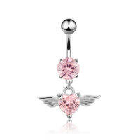 Hot1Pc Trand Heart Wing Belly Navel แหวน Dangle บุคลิกภาพเครื่องประดับผู้หญิงแฟชั่นเจาะสี Crystal