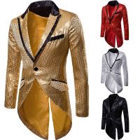 ZZOOI Mens Spring Autumn Sequins Blazers Decorative Design Evening Dress Tuxedo Turn Down Blazer Men Homens Wedding Suits Man Clothes