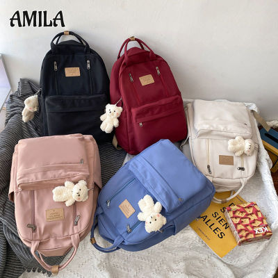 AMILA กระเป๋านักเรียนโรงเรียนมัธยมและมัธยมหญิง,กระเป๋าเป้สะพายหลังความจุขนาดใหญ่การเดินทางกลางแจ้งที่เรียบง่ายกระเป๋าคอมพิวเตอร์