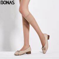 【CC】♟❀  BONAS 4pairs/lot Stockings 20D Lower Leg Knee Female Transparent Stocking Thin Polyestey