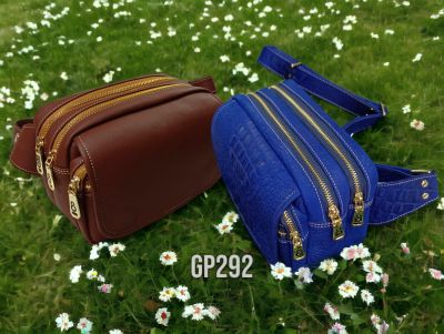 GPBAGS กระเป๋าคาดอก-คาดเอว ขนาด 8 นิ้ว รุ่น-GP292 มีฝาปิดด้านหน้าม, หนังชามัวส์, หนังอัดลายจระเข้, หนัง cco, กระเป๋าแม่ค้า