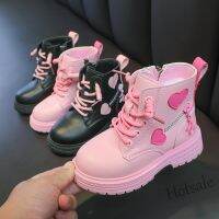 【hot sale】 ♧✾◑ C19 Girls Fashion Versatile Casual Korean Style Heart Decoration Kids Sweet Princess 2022 Spring and Autumn New Ankle Boots Non-slip