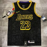 เสื้อกีฬาบาสเก็ตบอล ลายทีม NBA Los Angeles Lakers LeBron James Jersey สีดํา สําหรับผู้ชาย