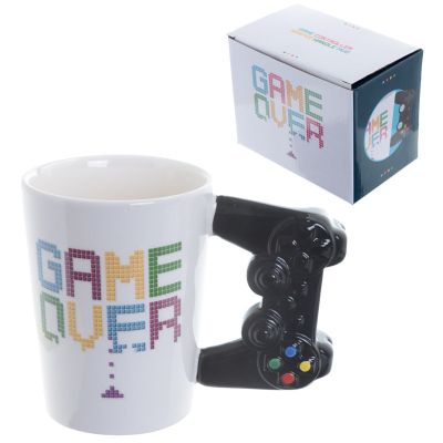 【High-end cups】เกมสร้างสรรค์กว่าแก้วกาแฟที่มี3D ควบคุมเกมด้ามจับเซรามิกนมชาน้ำแก้วสำหรับเด็กของขวัญวันเกิด