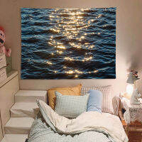 River Tapestry Wall Decor ส่องแสง Sea Surface Scenery ห้องพักช่วงวันหยุด Tapestry ตกแต่งห้องนอน Tapestry Bedding Room ตกแต่ง