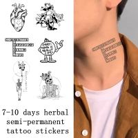 Funny Herbal Juice Semi-permanent Tattoo Stickers Waterproof Durable Men Neck Arms Are Not Reflective Faux Tatouage Temporary