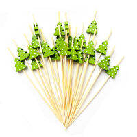 【cw】100Pcs Christmas Bamboo Red Green White Fruits Picks Skewers for Fruit Saniches tails Sticks Home Party Decorations ！