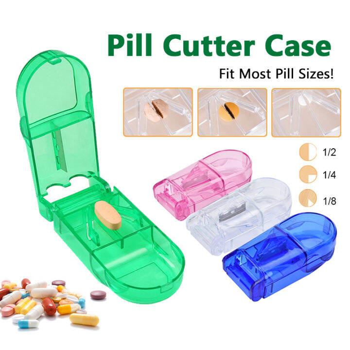Portable Pill Cutter Splitter Medicine Half Storage Compartment Box Drug Box Pill Dispenser