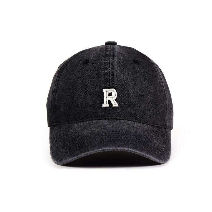 japanese-retro-washed-distressed-and-embroidered-r-label-peaked-cap-outdoor-mens-sun-protection-and-visor-womens-baseball-cap